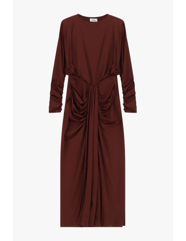 Robe longue à manches froncées et drapé sur le devant « Dixie »