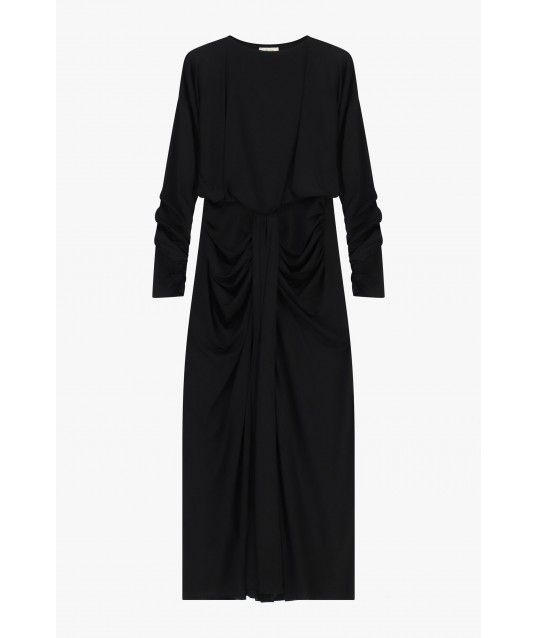 Robe longue à manches froncées et drapé sur le devant « Dixie »