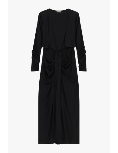 Robe longue à manches froncées et drapé sur le devant « Dixie »
