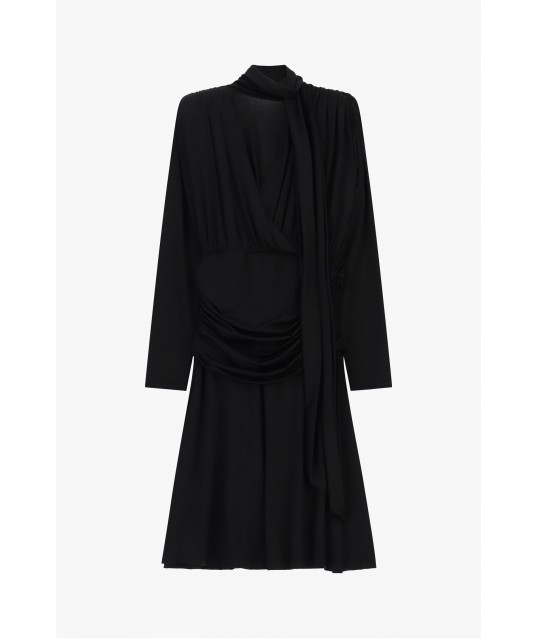Robe midi plissée avec drapé et ceinture nouée Dixie