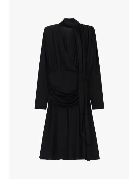 Abito Midi Plissettato Con Drappeggio E Cintura Annodata Dixie