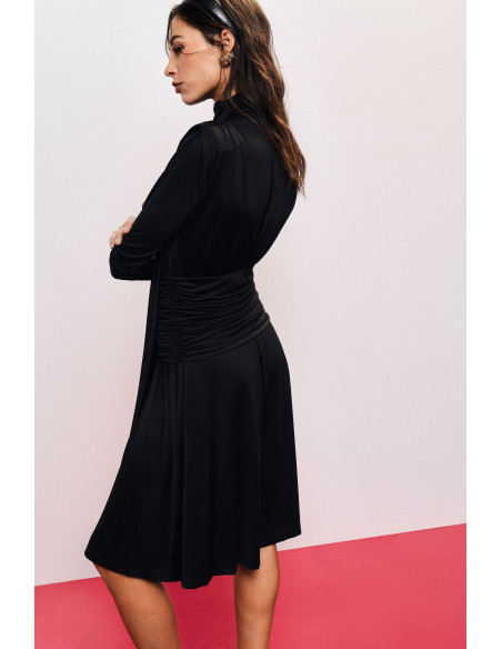 Abito Midi Plissettato Con Drappeggio E Cintura Annodata Dixie