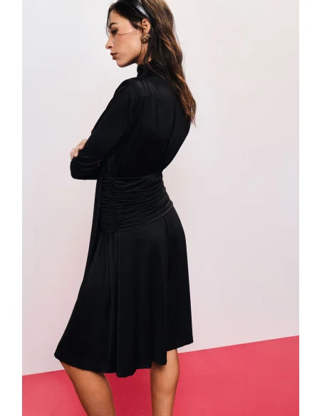 Dixie Pleated Midi Dress with Draping and Knotted Belt