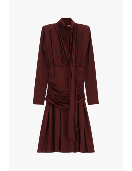 Robe midi plissée avec drapé et ceinture nouée Dixie