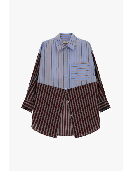 Camicia Oversize A Righe Con Tasca Applicata Dixie