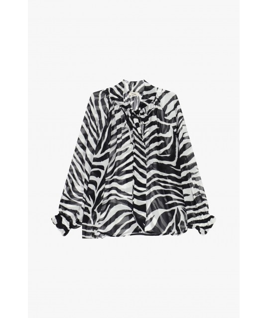 Blusa Fluida Motivo Zebrato Manica Ampia Dixie