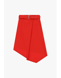 Dixie Short Skirt with Belt and Asymmetrical Hem