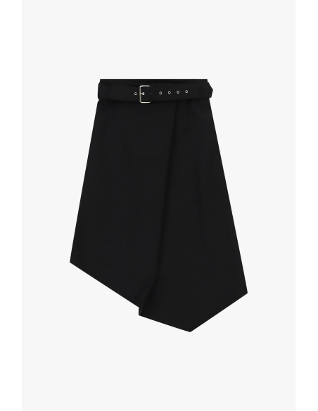 Dixie Short Skirt with Belt and Asymmetrical Hem