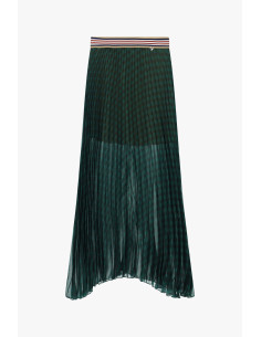 Dixie Long Pleated Skirt with Striped Belt