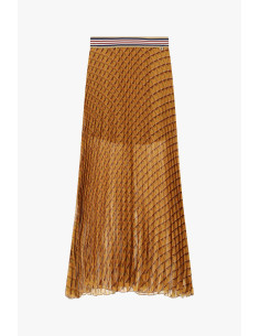 Gonna Midi Pliss\Xc3\Xa9 Con Motivo Geometrico E Fascia Elastica Dixie