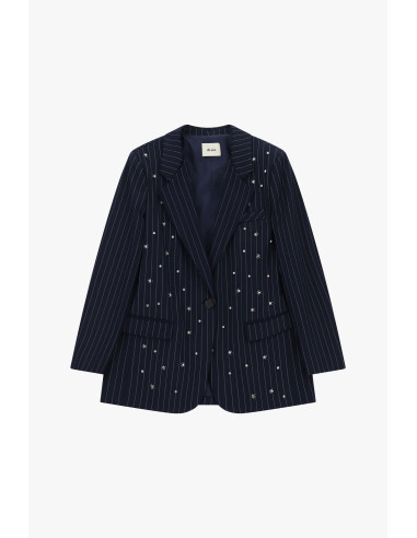 Striped Blazer with Jewelled Embellishments and Dixie Pockets