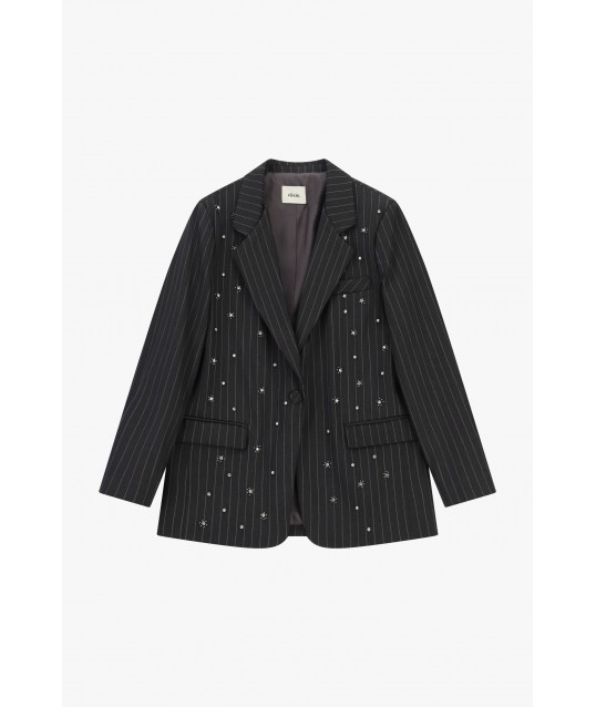 Blazer à rayures avec applications bijoux et poches Dixie