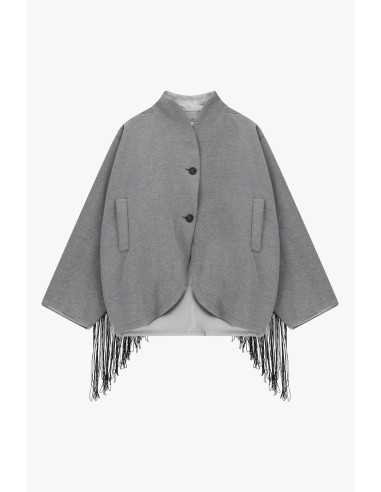 Dixie Short Quilted Jacket with Fringing and Buttons
