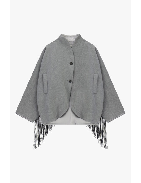 Dixie Short Quilted Jacket with Fringing and Buttons