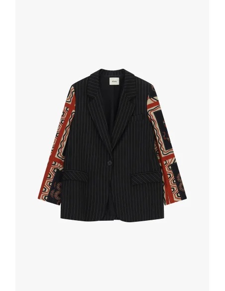 Blazer A Righe Con Maniche Fantasia E Tasche Dixie