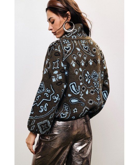 Cardigan Con Zip E Fantasia Paisley Jacquard Dixie