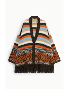 Poncho Con Frange E Motivi Geometrici Dixie 2