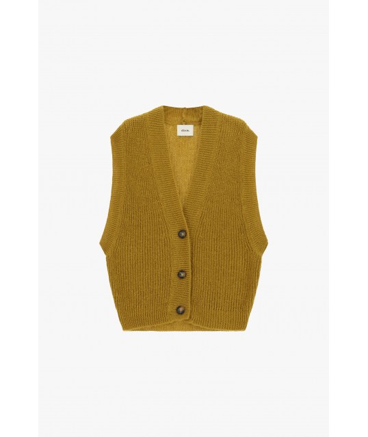Ribbed V-neck waistcoat with Dixie buttons