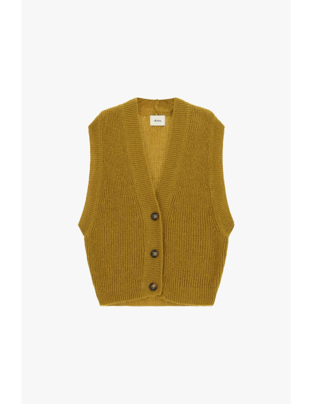Ribbed V-neck waistcoat with Dixie buttons