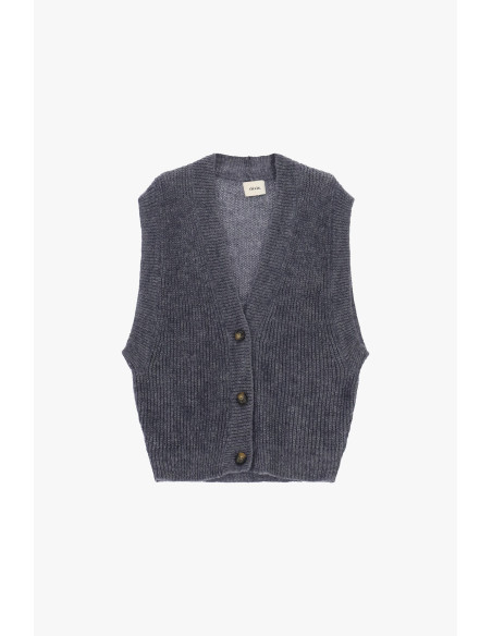 Gilet côtelé à encolure en V et boutons Dixie