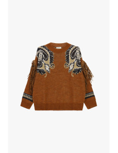 Pull oversize à franges et motif paisley Dixie