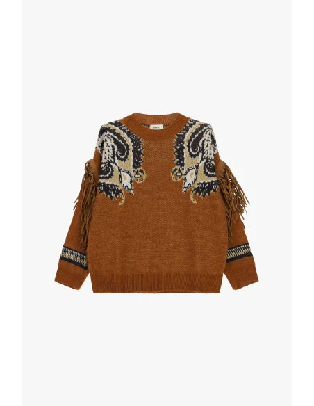 Maglione Oversize Con Frange E Motivo Paisley Dixie
