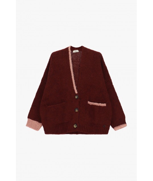 Cardigan Oversize Con Profili A Contrasto E Tasche Dixie
