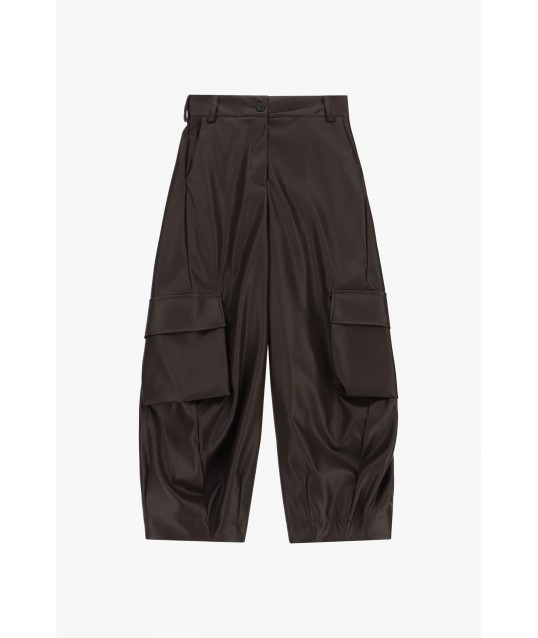Dixie Leather-Effect Trousers with Large Cargo Pockets