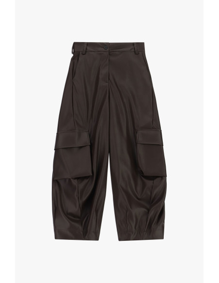 Pantaloni In Effetto Pelle Con Tasche Cargo Ampie Dixie