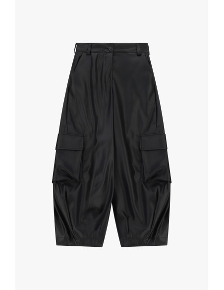 Dixie Leather-Effect Trousers with Large Cargo Pockets