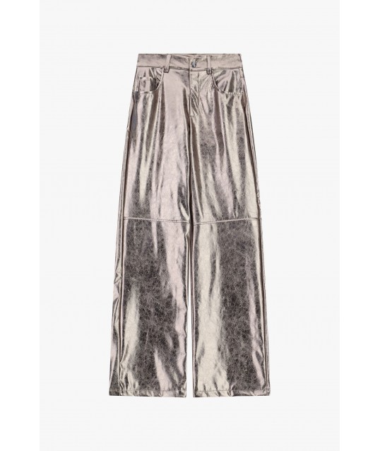 Dixie High-Waisted Shiny Palazzo Trousers