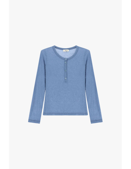 Dixie Long-Sleeved Round-Neck Button-Up Jumper