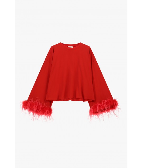 Dixie Long-Sleeved Jumper with Feather Cuffs