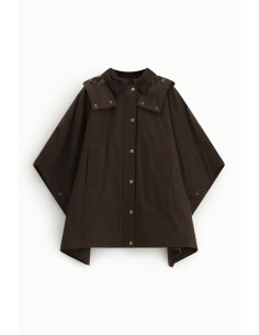 Dixie Loose-Fitting Coat with Press-Studs and Contrast Collar