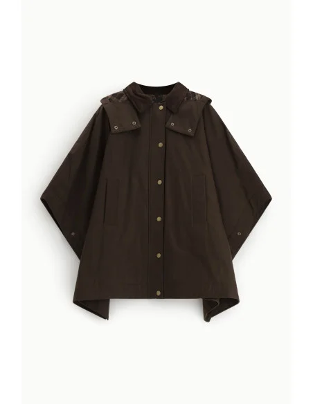 Dixie Loose-Fitting Coat with Press-Studs and Contrast Collar
