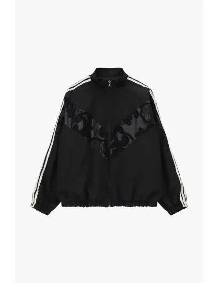 Blouson aviateur avec empiècements en dentelle et bandes latérales Dixie