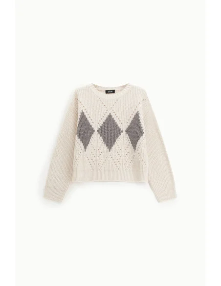 Maglione Girocollo Con Motivo Rombi Traforati Dixie