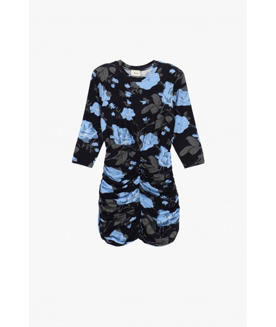 Robe courte à imprimé floral et fronces « Dixie »