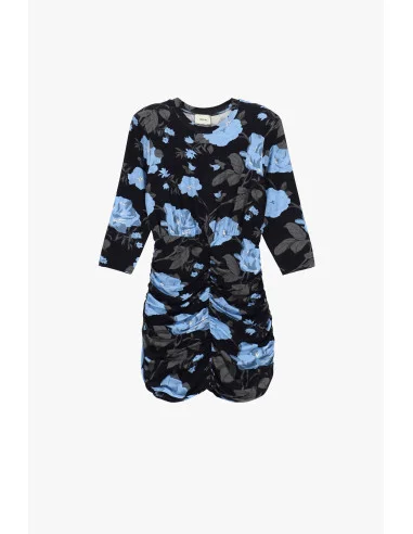 Short Floral Print Dress with Ruching Dixie