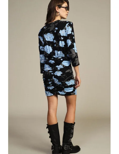 Robe courte à imprimé floral avec fronces Dixie