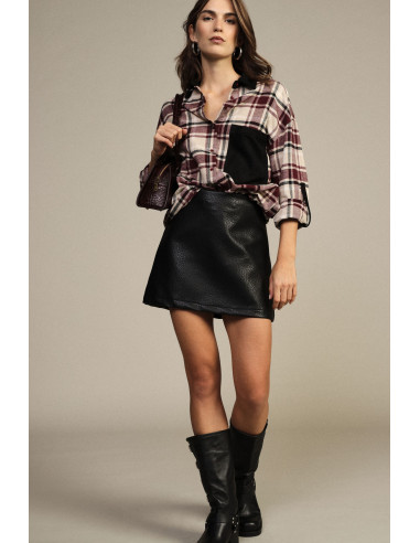 Dixie Short A-line Skirt with Exposed Stitching - Vestiti Firmati L...