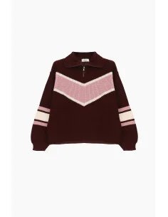 Maglione Girocollo A Costine Con Zip E Motivo A V Dixie 2