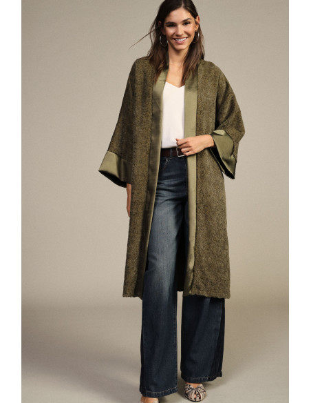 Duster Coat with Smooth Trim and Wide Sleeves Dixie