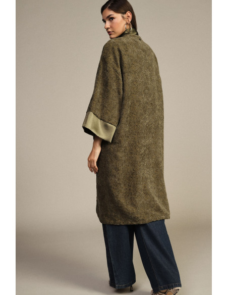 Duster Coat with Smooth Trim and Wide Sleeves Dixie