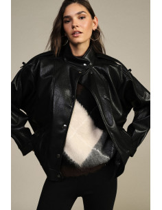 Giacca In Stile Biker Con Bottoni Automatici Dixie