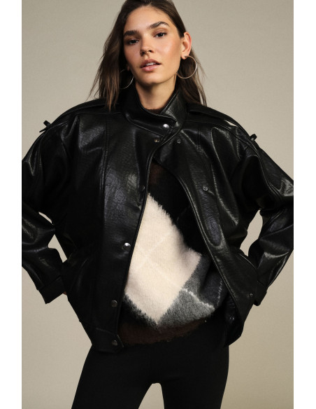 Giacca In Stile Biker Con Bottoni Automatici Dixie