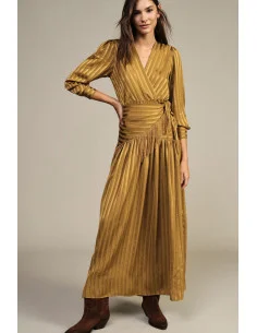 Long Wrap Dress with Fringes and Long Sleeves Dixie