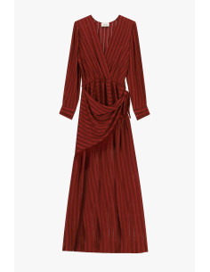 Dixie Long Wrap-Around Dress with Fringes and Long Sleeves - Vestit... 2