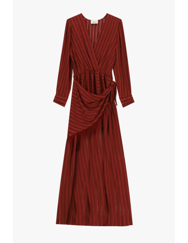 Robe longue croisée à franges et à manches longues Dixie
