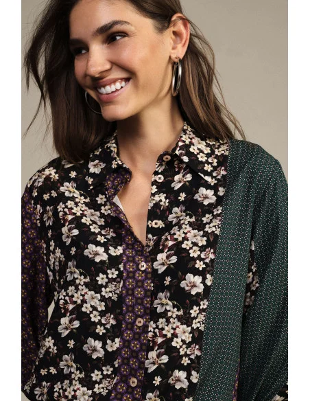 Camicia Fantasia Patchwork Con Motivo Floreale Dixie